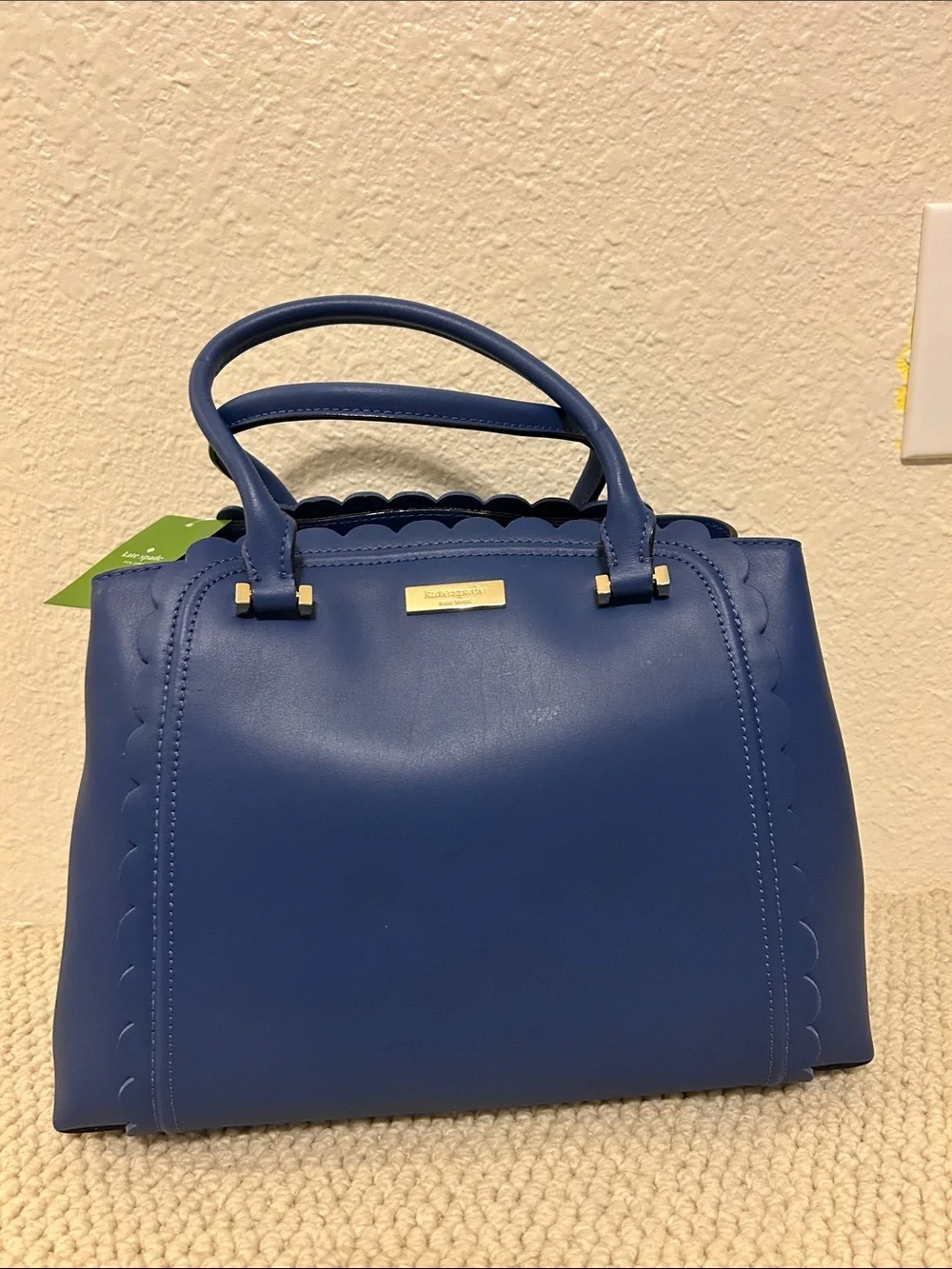 NWT kate spade cobalt blue scalloped top-handle satchel